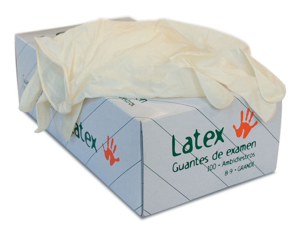 Caja de guantes de latex natural empolvados (L y M)  - 100 u